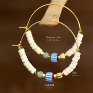 (E1866 Y 3) color turquoise beads circle earrings woman occidental style exaggerating fashion half gem earring gold cir