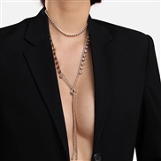 ( Silver) new long tassel necklace  occidental style Rhinestone chain multilayer woman body chain