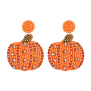 ( Orange) occidental style exaggerating personality samll handmade beads diamond earring woman retro day earrings