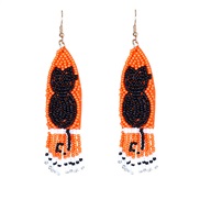 ( Orange)occidental style creative black cat handmade beads tassel earring personality exaggerating day earrings