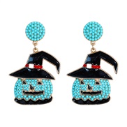 ( blue) occidental style creative cartoon head beads Alloy earring day earrings