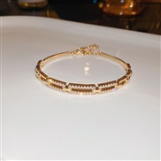 (  Goldgold  electroplated ) gold square zircon bangle fully-jewelled all-Purpose high samll wind