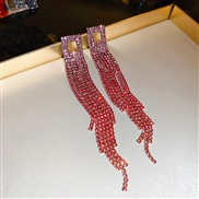 ( Silver needle  Style 1)silver diamond long style gradual change color earrings occidental style tassel earring high E