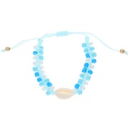 ( 1  blue  DZ 327)occidental style Bohemia Double layer beads bracelet handmade weave Shells beads rope
