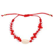 ( 2  red  DZ 4 9)occidental style Bohemia Double layer beads bracelet handmade weave Shells beads rope