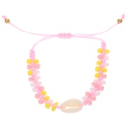 ( 6  Pink  DZ 664)occidental style Bohemia Double layer beads bracelet handmade weave Shells beads rope