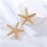 ( Gold)occidental style summer starfish earrings woman Metal wind exaggerating all-Purpose ear stud brief temperament