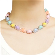 (X1  2)summer day color more girl necklace  sweet rainbow candy beads bow bracelet love clavicle chain