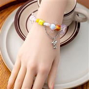 (S33 )summer day color more girl necklace  sweet rainbow candy beads bow bracelet love clavicle chain