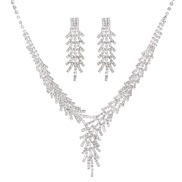 ( 7 silvery   845)occidental style fashion claw chain bright fully-jewelled zircon drop necklace earring bride married 
