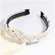 ( rice white)Koreains fashion twisted Headband widthPU leather frosting high pure color Headband
