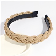 ( khaki)Koreains fashion twisted Headband widthPU leather frosting high pure color Headband
