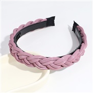 (purple)Koreains fashion twisted Headband widthPU leather frosting high pure color Headband