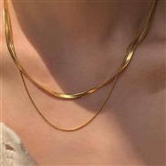 (55474 2) Double layer snake chain necklace woman occidental style high samll retro gold chain