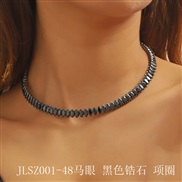 (JLSZ  1 48  blackzircon  )occidental style luxurious fully-jewelled black zircon Collar bangle set  eyes shape circle 