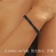 (JLSZ  1 48  blackzircon  )occidental style luxurious fully-jewelled black zircon Collar bangle set  eyes shape circle 