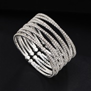 ( Silver)  diamond steel wire width opening more row big bangle