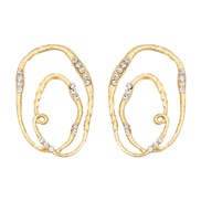 ( Gold)summer occidental style fashion brief Irregular Oval diamond Alloy earrings windearrings Earring