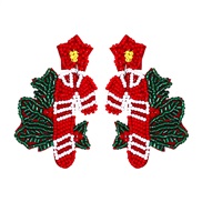 ( red)occidental style christmas creative handmade beads Five-pointed star leaves Santa Claus earring earring