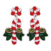 occidental style new christmas gift christmas flowers handmade beads diamond earring woman day