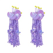 (purple) Bohemia wind flowers tassel handmade beads earring flowers earring