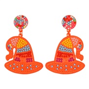 ( Orange) occidental style creative cartoon lovely beads Alloy earring personality exaggerating sweet Earring