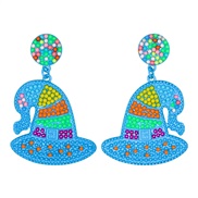 ( blue) occidental style creative cartoon lovely beads Alloy earring personality exaggerating sweet Earring
