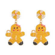 ( yellow)occidental style christmas creative lovely cartoon diamond beads Alloy earring day
