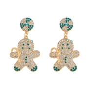 ( blue)occidental style christmas creative lovely cartoon diamond beads Alloy earring day