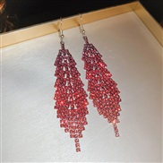 (  red)diamond rhombus feather occidental style exaggerating color high earrings Earring