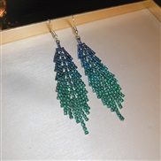 (  green)diamond rhombus feather occidental style exaggerating color high earrings Earring