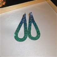 ( Silver needle  green water drop)diamond rhombus feather occidental style exaggerating color high earrings Earring