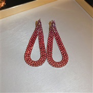 ( Silver needle  red water drop)diamond rhombus feather occidental style exaggerating color high earrings Earring