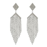 ( Silver)super claw chain earrings occidental style exaggerating Earring woman Rhinestone diamond more tassel bride