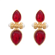 ( red)medium earrings occidental style retro Earring woman exaggerating drop Word ear studearrings