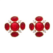( red)medium earrings occidental style retro Earring woman fashion exaggerating flowers ear stud samll styleearrings
