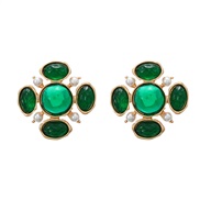 ( green)medium earrings occidental style retro Earring woman fashion exaggerating flowers ear stud samll styleearrings