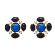 ( blue)medium earrings occidental style retro Earring woman fashion exaggerating flowers ear stud samll styleearrings