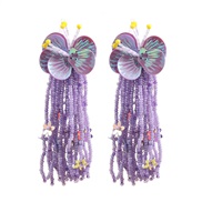 (purple)summer flowers earrings occidental style exaggerating Earring woman flowers beads tasselearrings