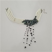( necklace White k 538 )occidental style  wind Pearl necklace  creative tassel clavicle