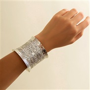 ( Silver 2214)occidental style  tribe ethnic style big width bangle  personality pattern Metal opening