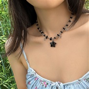 ( black 57 4)occidental style wind sweet Irregular gravel clavicle necklace ins brief beads