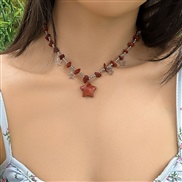 ( red 57 4)occidental style wind sweet Irregular gravel clavicle necklace ins brief beads