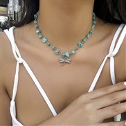 ( 1  White K+ blue 5746)occidental style color Irregular gravel clavicle necklace  more wind sun