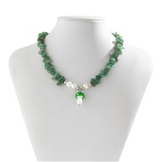 ( 2  White K+ green 5789)occidental style color Irregular gravel clavicle necklace  more wind sun