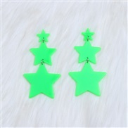( Fluorescent green )three star earrings long style occidental style fashion Five-pointed star Acrylic earring woman