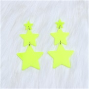 (fluorescent yellow )three star earrings long style occidental style fashion Five-pointed star Acrylic earring woman