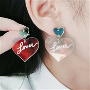 ( white) transparent ear stud Acrylic earrings fashion personality sweet love rainbow earring woman