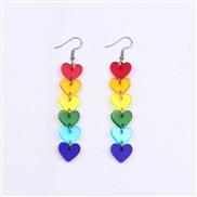 ( transparentcolor length  ) transparent ear stud Acrylic earrings fashion personality sweet love rainbow earring woman