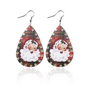 (1  96)christmas leather rhinestone earrings Santa Claus grid earring occidental style day